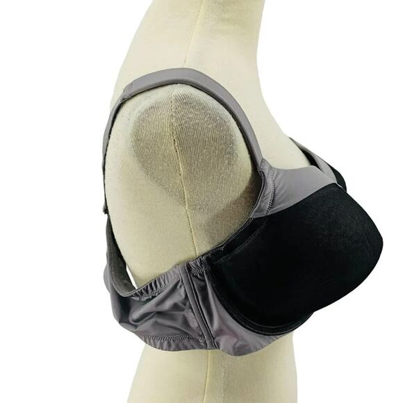 Torrid Black Mesh Balconette Bra Grey Underwire Lightly Lined 46B - Picture 5 of 10